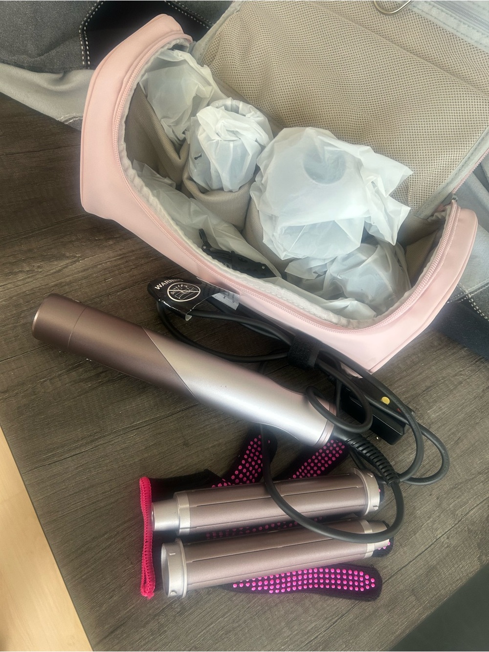 6-in-1 Hot Air Styler with Brush & Diffuser - Pink/Silver